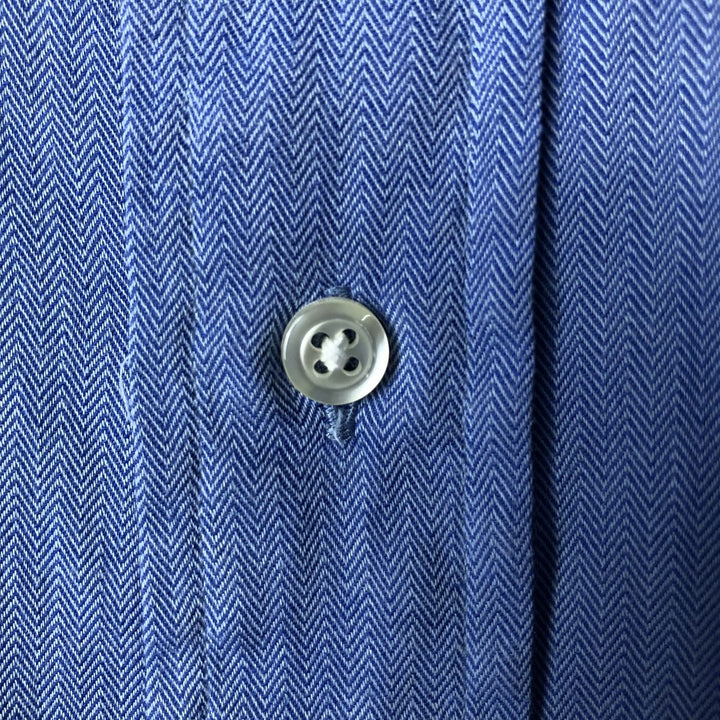 Brooks Brothers Est. 1818 Herringbone Long Sleeve Cotton Shirt, Men's Size XL cotton blue type Vintage Second Hand
