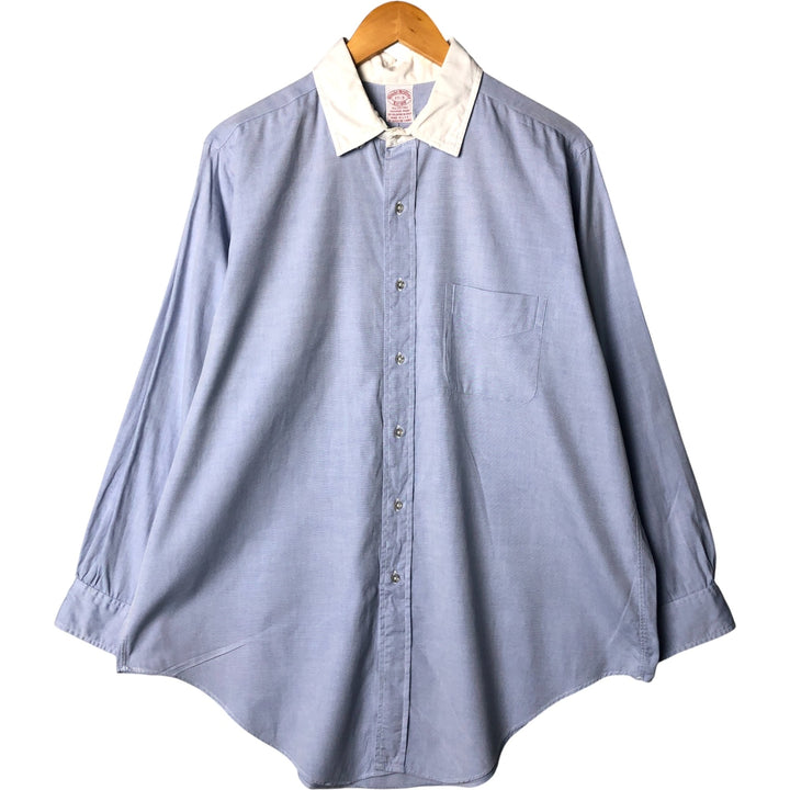 Vintage 1980s-1990'S Brooks Brothers Est. 1818 long-sleeved cotton clerical shirt, made in the USA, men's size XXL cotton Blue type light blue Vintage Second Hand