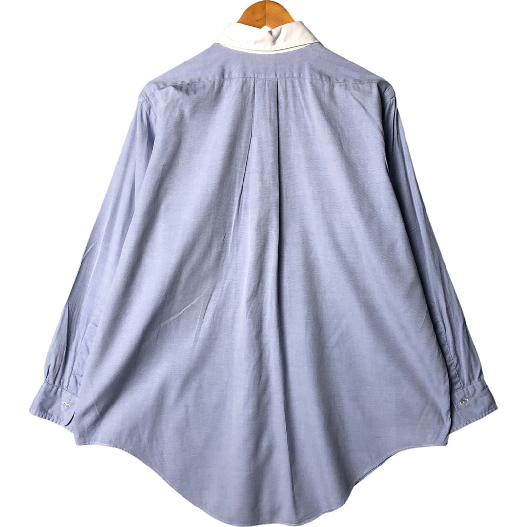 Vintage 1980s-1990'S Brooks Brothers Est. 1818 long-sleeved cotton clerical shirt, made in the USA, men's size XXL cotton Blue type light blue Vintage Second Hand