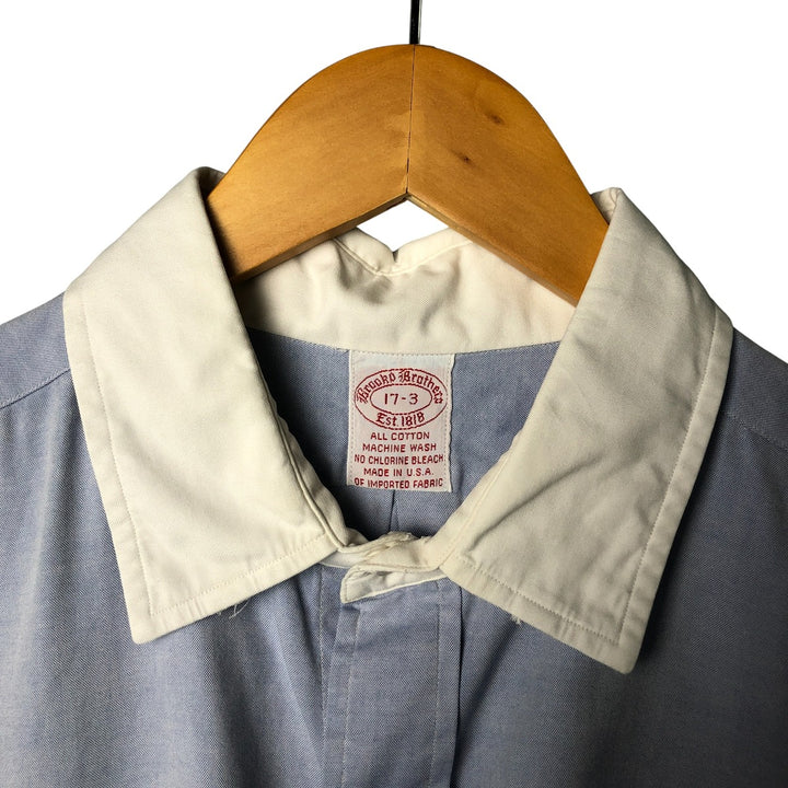 Vintage 1980s-1990'S Brooks Brothers Est. 1818 long-sleeved cotton clerical shirt, made in the USA, men's size XXL cotton Blue type light blue Vintage Second Hand