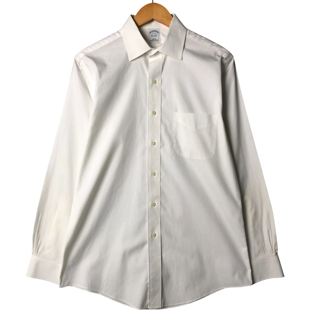 Brooks Brothers Est. 1818 Slim Fit Wide Collar Long Sleeve Cotton Shirt, Men's Size Medium Supima Cotton white type Vintage Second Hand