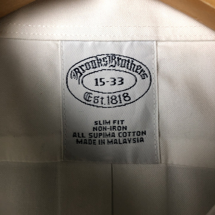 Brooks Brothers Est. 1818 Slim Fit Wide Collar Long Sleeve Cotton Shirt, Men's Size Medium Supima Cotton white type Vintage Second Hand