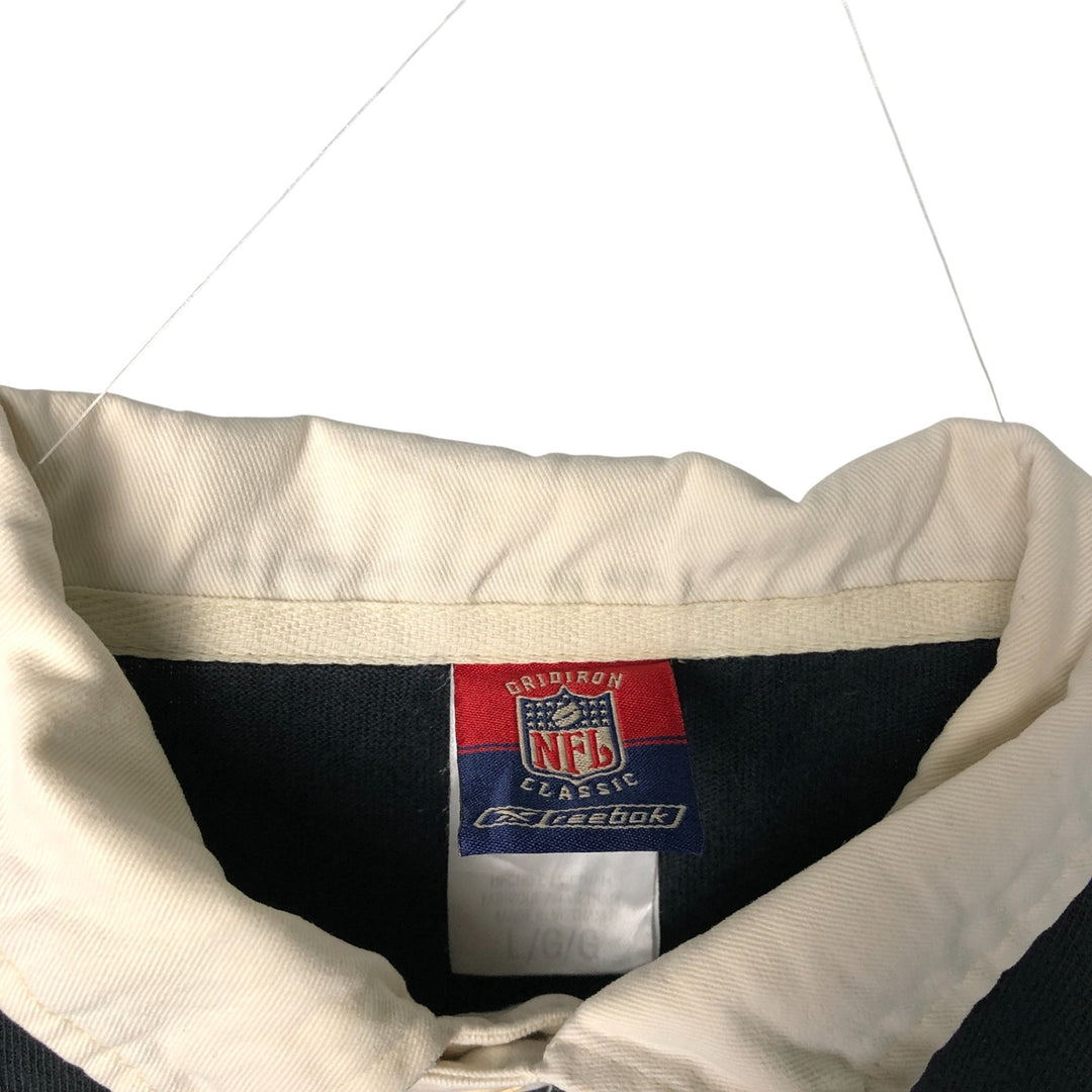 Reebok NFL LAS VEGAS RAIDERS Las Vegas Raiders Long Sleeve Rugby Shirt, Men's Size L cotton black type Vintage Second Hand