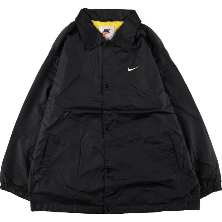 Vintage 90'S Nike Coach Jacket with Back Logo, Size L, Men's Nylon black type Vintage Second Hand