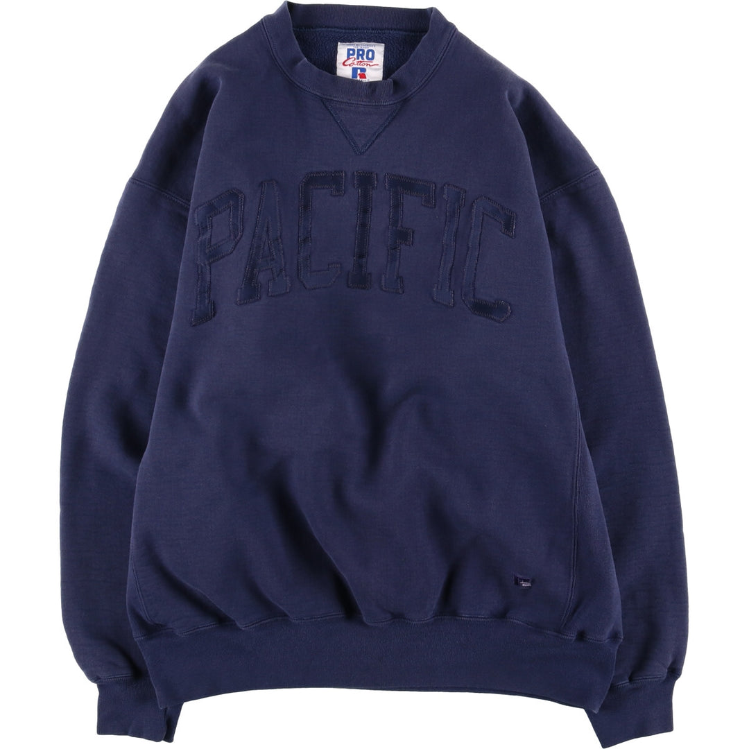 90'S Russell logo sweatshirt, sweatshirt, made in USA, men's XL size, vintage cotton navy blue type Vintage Second Hand