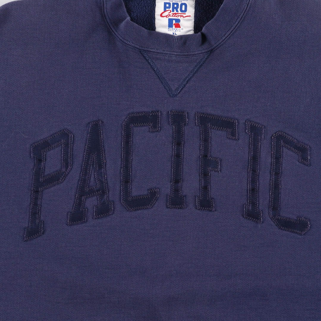 90'S Russell logo sweatshirt, sweatshirt, made in USA, men's XL size, vintage cotton navy blue type Vintage Second Hand