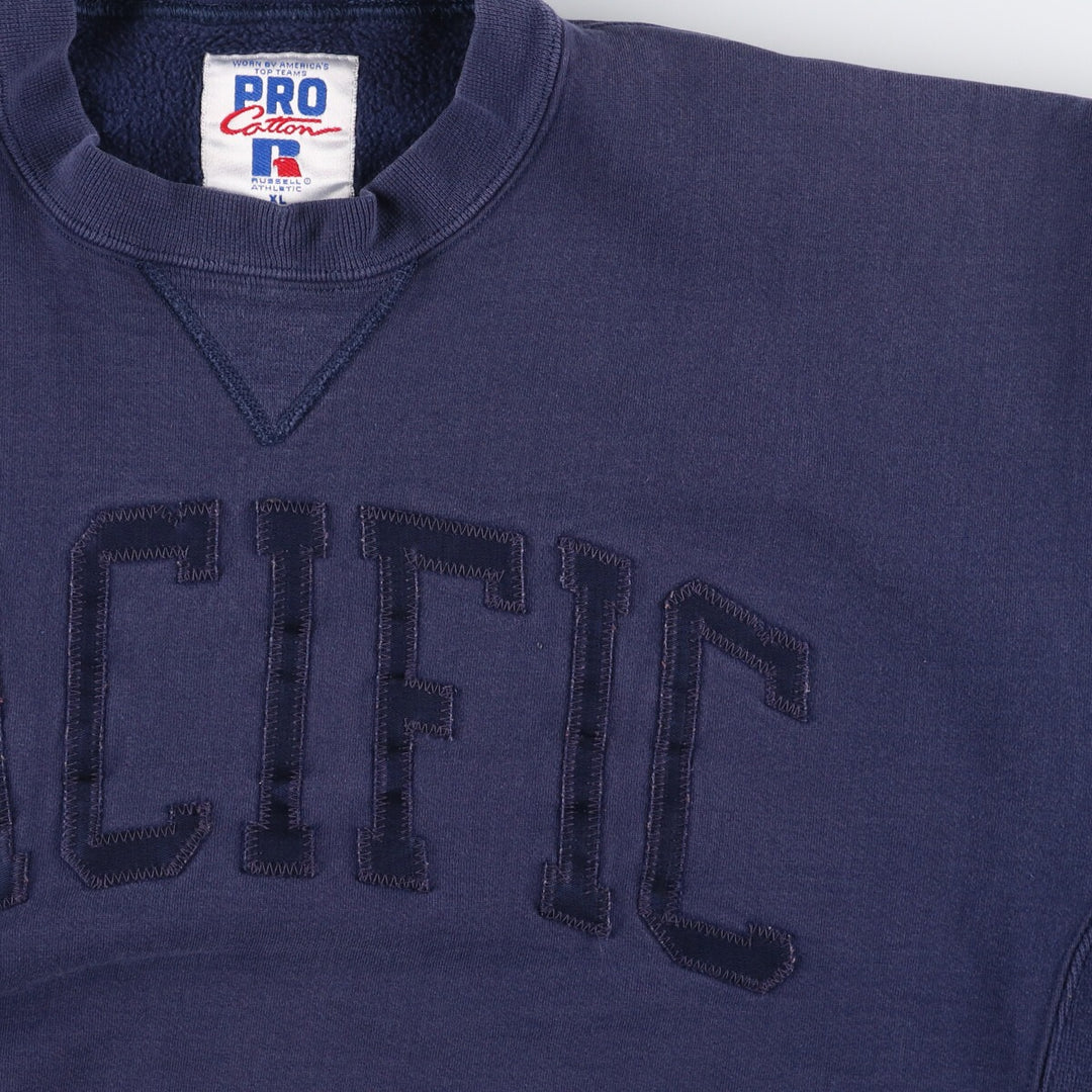 90'S Russell logo sweatshirt, sweatshirt, made in USA, men's XL size, vintage cotton navy blue type Vintage Second Hand