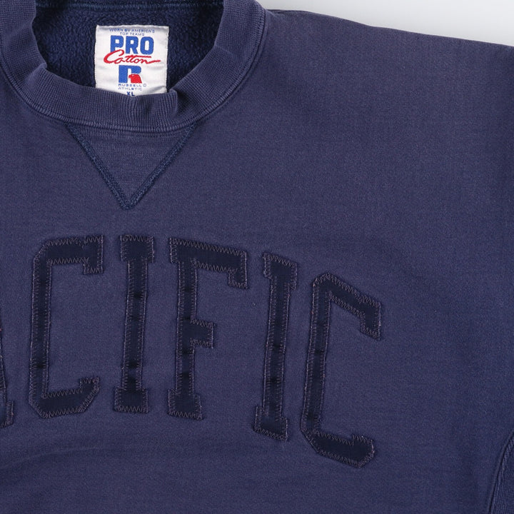 90'S Russell logo sweatshirt, sweatshirt, made in USA, men's XL size, vintage cotton navy blue type Vintage Second Hand