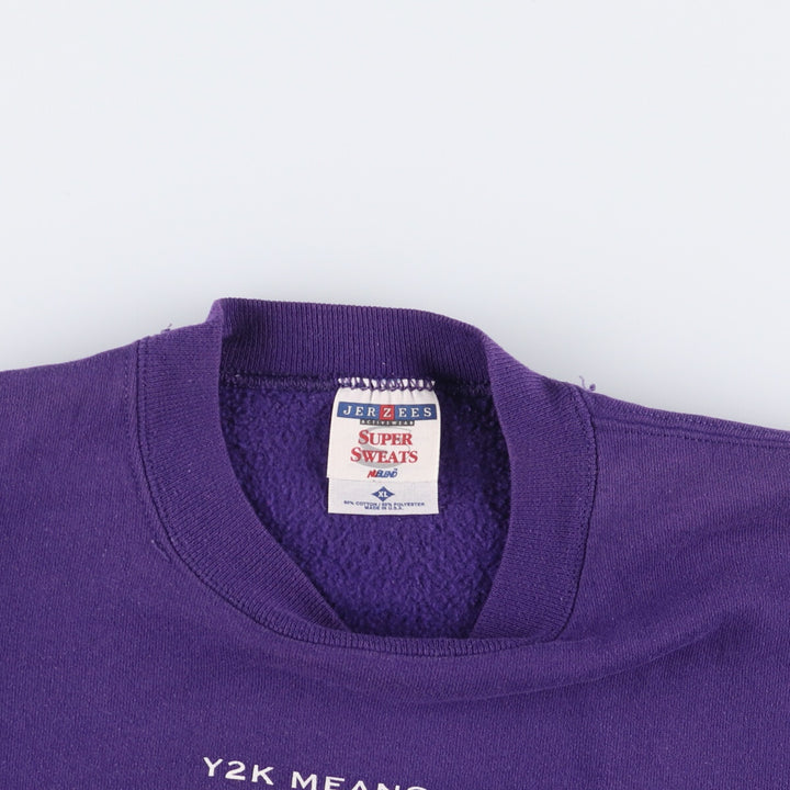 2000'S - Jerzees Printed Sweatshirt, Made in USA, Men's XL cotton purple type Vintage Second Hand