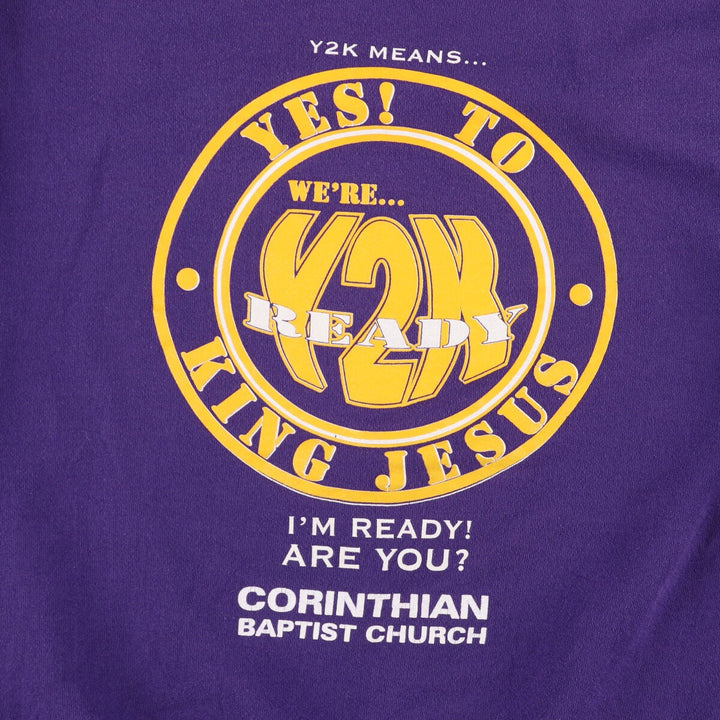 2000'S - Jerzees Printed Sweatshirt, Made in USA, Men's XL cotton purple type Vintage Second Hand