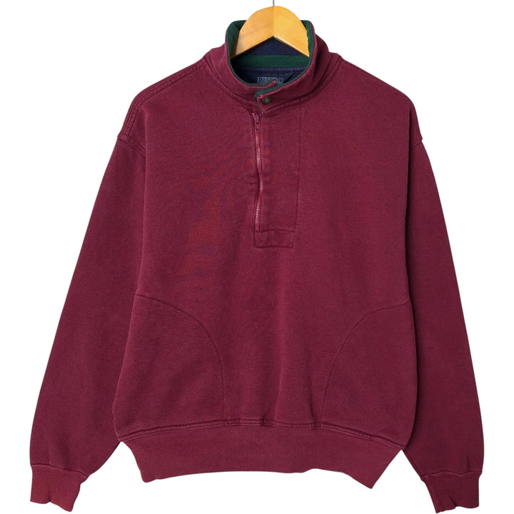 Vintage 90'S Lands'End half-button, half-zip sweatshirt, men's size M unclear burgundy type Vintage Second Hand
