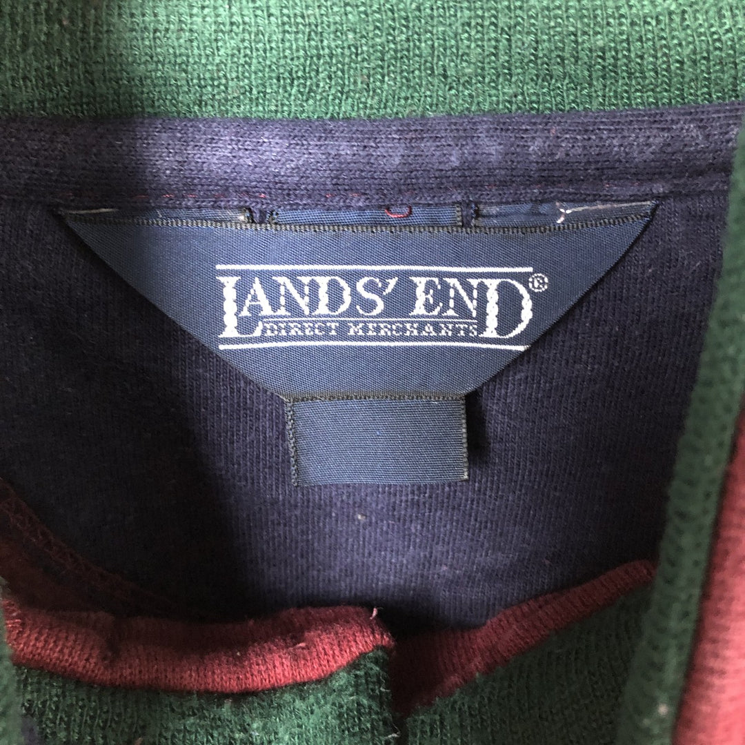 Vintage 90'S Lands'End half-button, half-zip sweatshirt, men's size M unclear burgundy type Vintage Second Hand