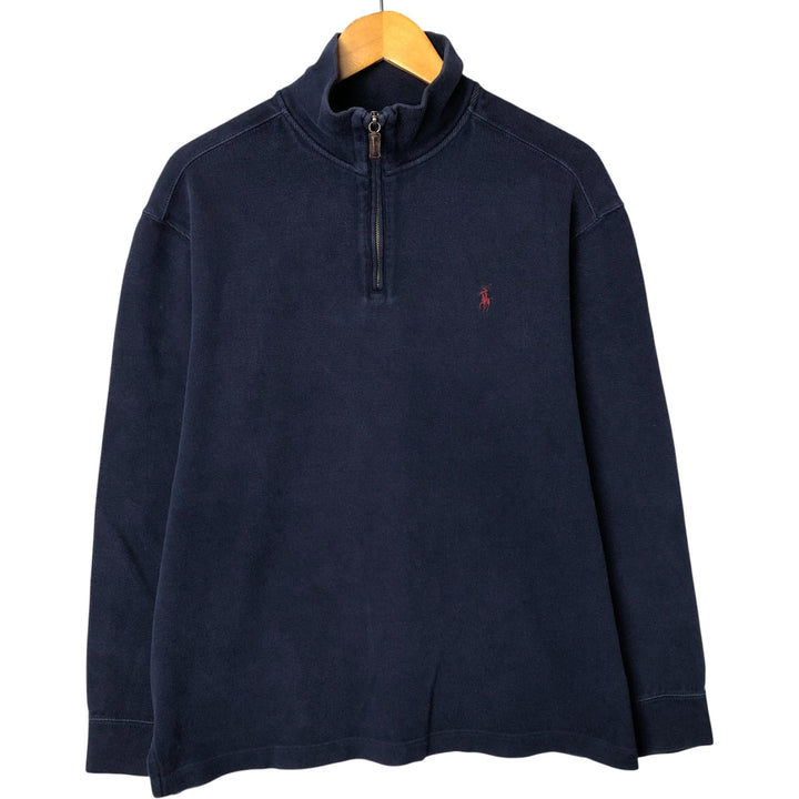 Ralph Lauren POLO by Ralph Lauren Half-Zip Sweatshirt, Men's Size L cotton navy blue type Vintage Second Hand
