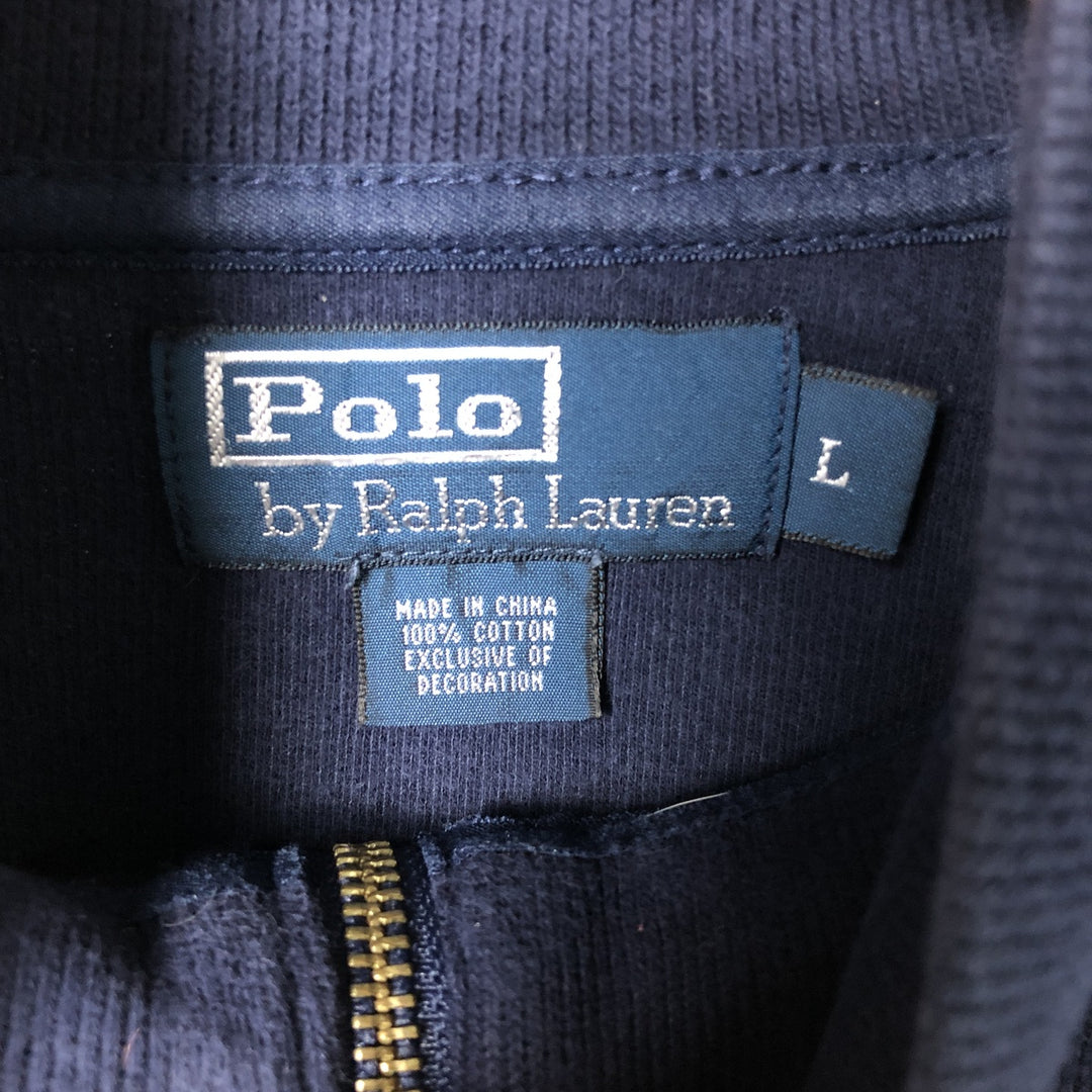 Ralph Lauren POLO by Ralph Lauren Half-Zip Sweatshirt, Men's Size L cotton navy blue type Vintage Second Hand