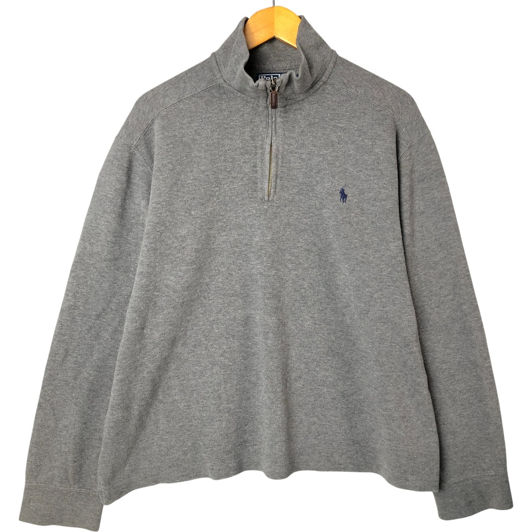 Ralph Lauren POLO by Ralph Lauren Half-Zip Sweatshirt, Men's XL cotton gray type Vintage Second Hand
