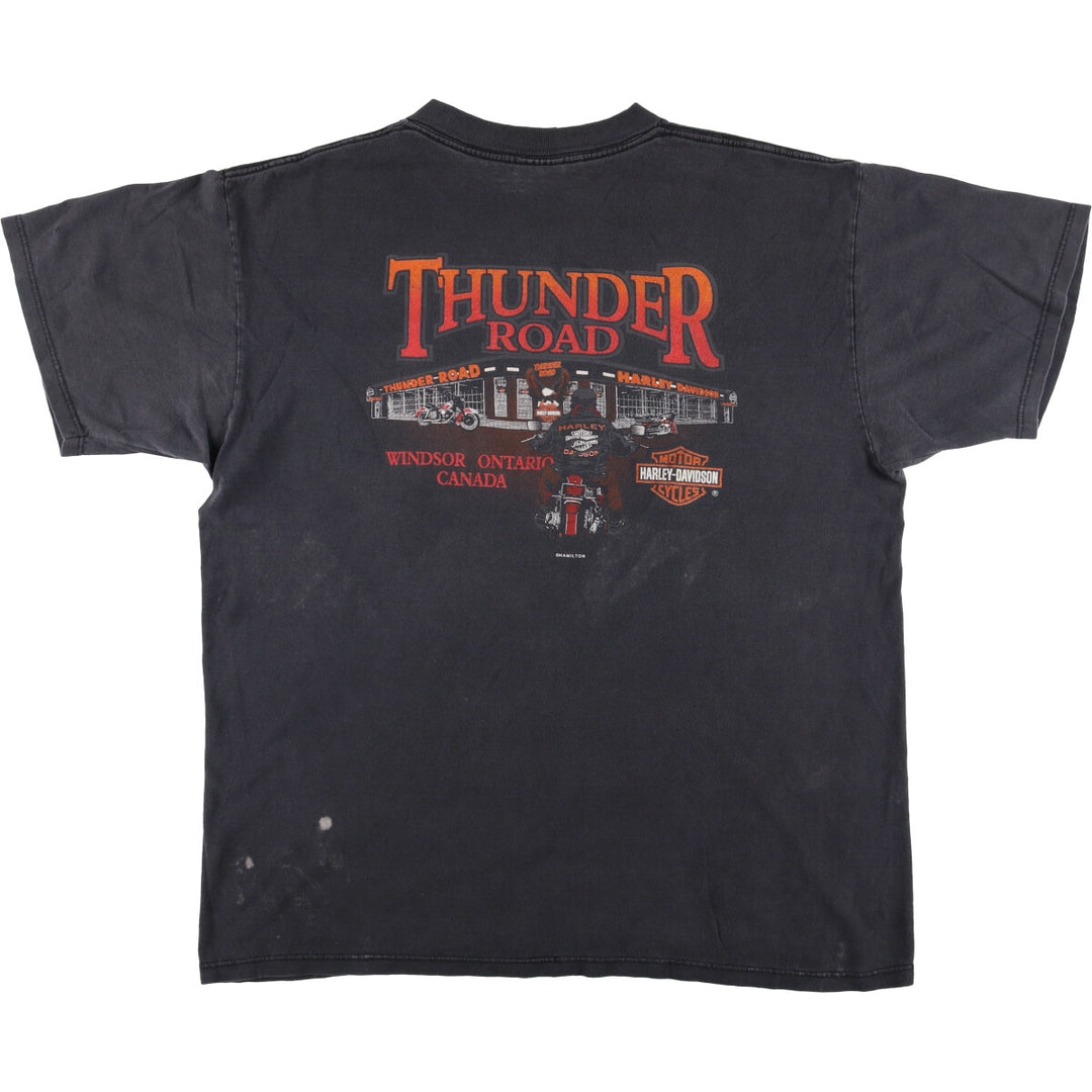 Vintage 90'S Harley-Davidson Motorcycle T-Shirt, Made in Canada, Men's Size Large cotton black type Vintage Second Hand