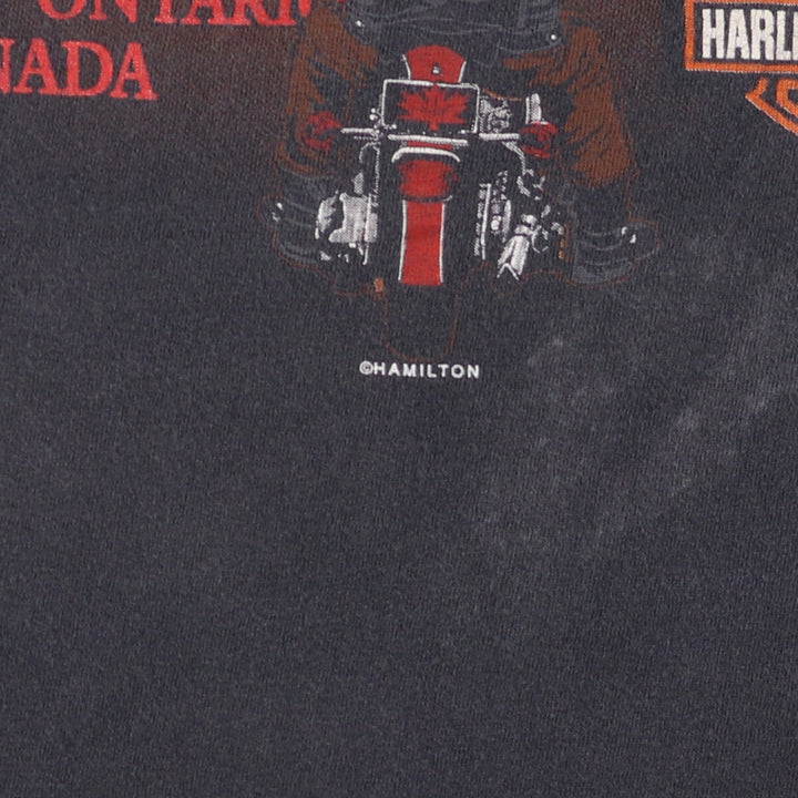 Vintage 90'S Harley-Davidson Motorcycle T-Shirt, Made in Canada, Men's Size Large cotton black type Vintage Second Hand