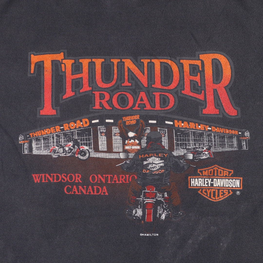 Vintage 90'S Harley-Davidson Motorcycle T-Shirt, Made in Canada, Men's Size Large cotton black type Vintage Second Hand