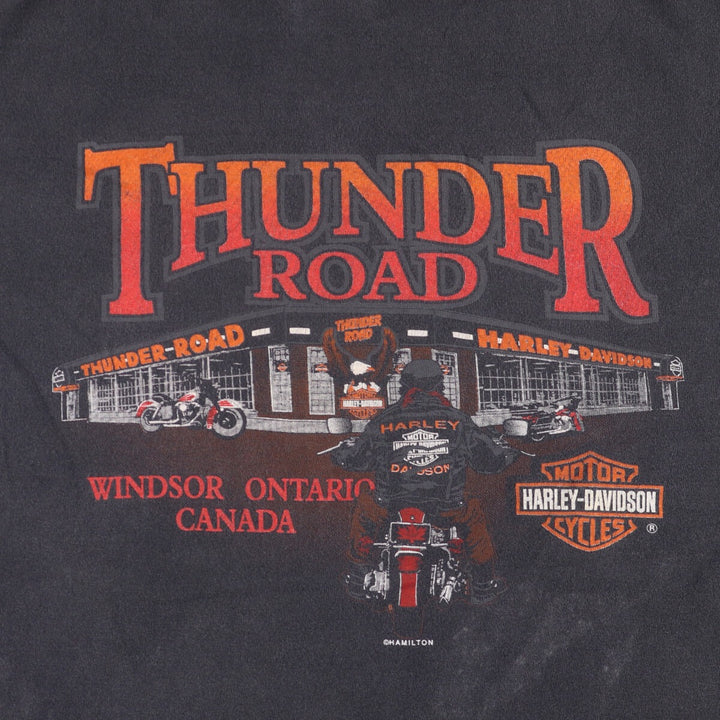 Vintage 90'S Harley-Davidson Motorcycle T-Shirt, Made in Canada, Men's Size Large cotton black type Vintage Second Hand