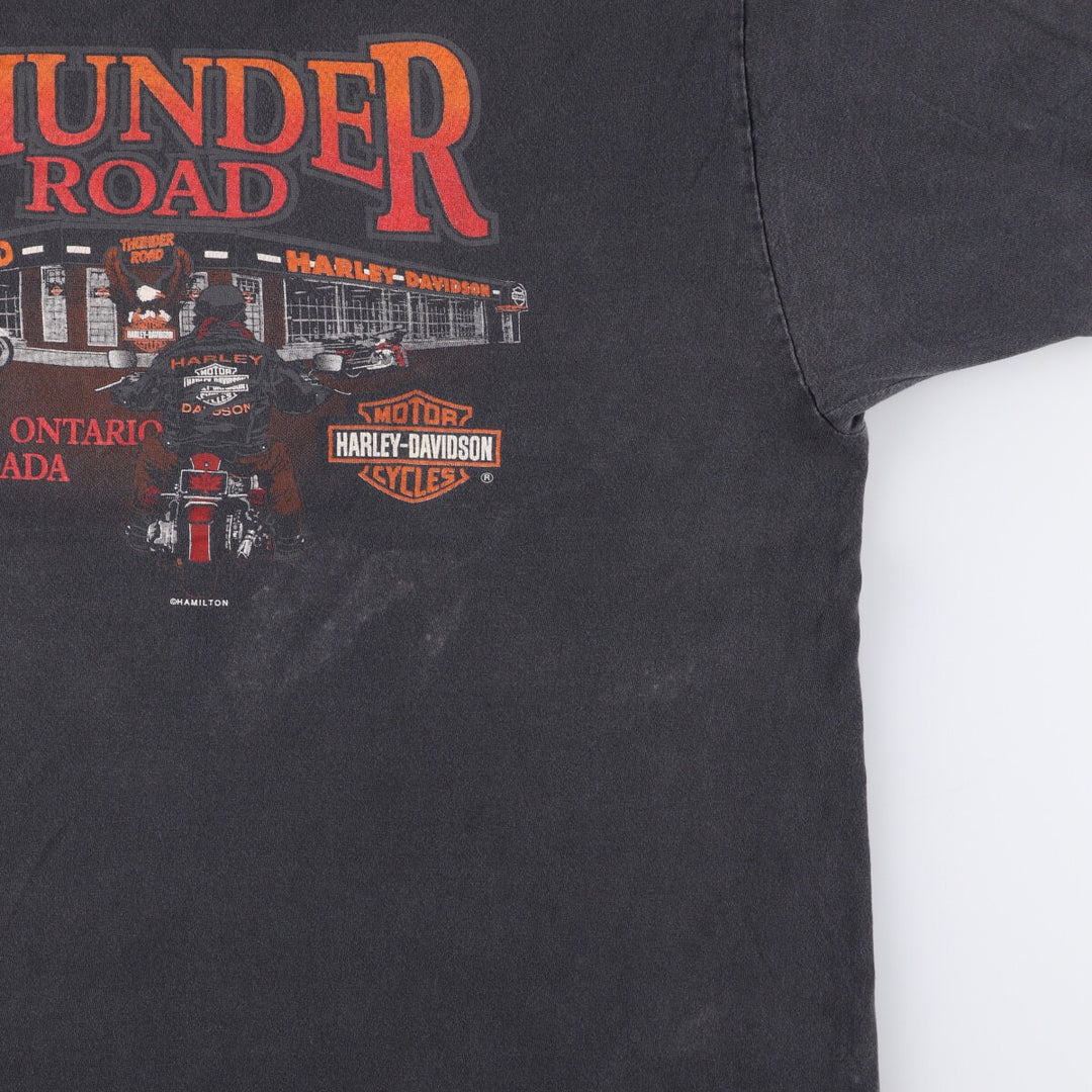 Vintage 90'S Harley-Davidson Motorcycle T-Shirt, Made in Canada, Men's Size Large cotton black type Vintage Second Hand