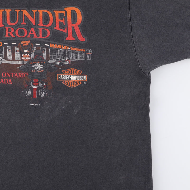 Vintage 90'S Harley-Davidson Motorcycle T-Shirt, Made in Canada, Men's Size Large cotton black type Vintage Second Hand