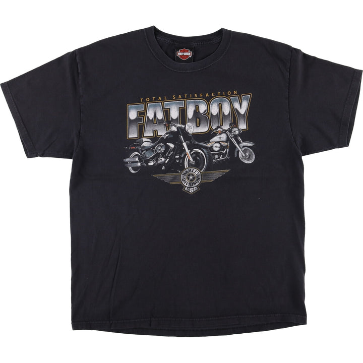 Harley-Davidson Eagle Pattern Motorcycle Bike T-shirt Made in USA Men's L size cotton black type Vintage Second Hand