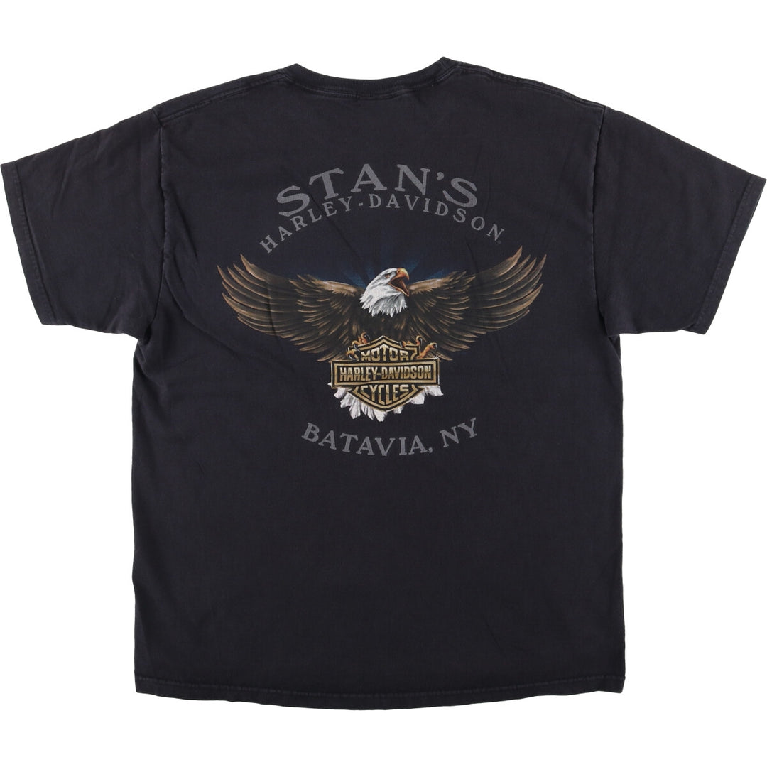 Harley-Davidson Eagle Pattern Motorcycle Bike T-shirt Made in USA Men's L size cotton black type Vintage Second Hand