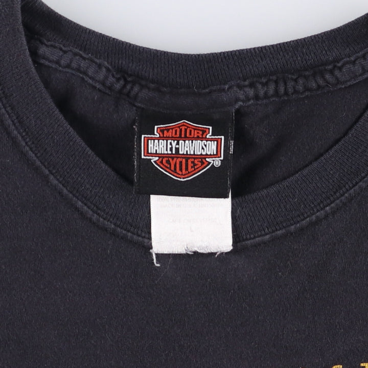 Harley-Davidson Eagle Pattern Motorcycle Bike T-shirt Made in USA Men's L size cotton black type Vintage Second Hand