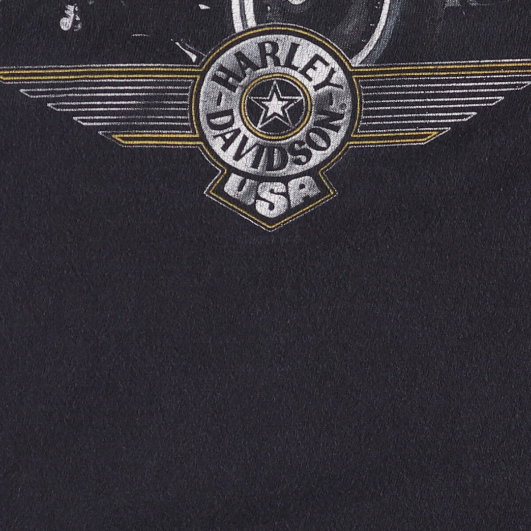 Harley-Davidson Eagle Pattern Motorcycle Bike T-shirt Made in USA Men's L size cotton black type Vintage Second Hand