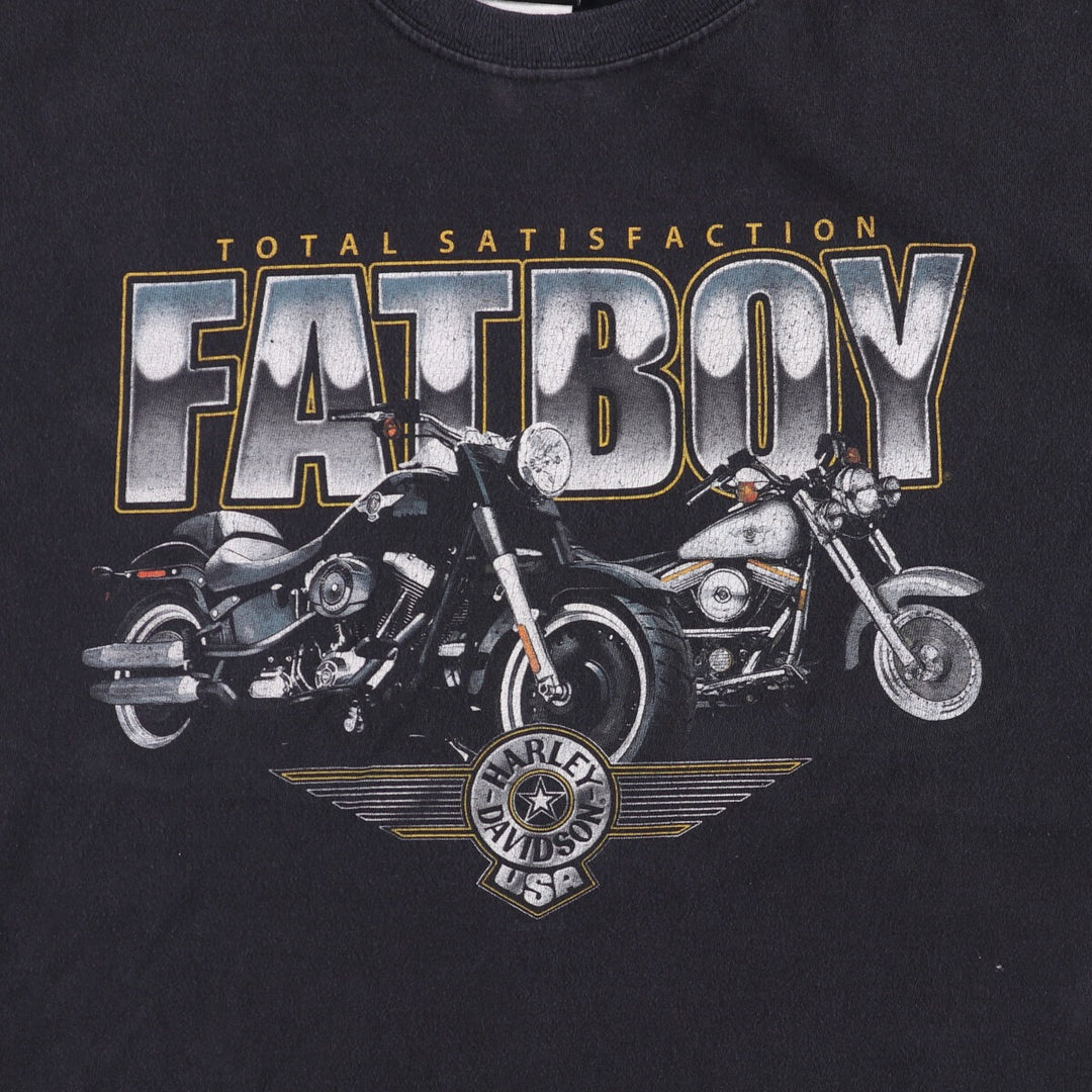 Harley-Davidson Eagle Pattern Motorcycle Bike T-shirt Made in USA Men's L size cotton black type Vintage Second Hand