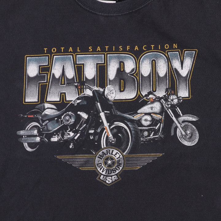 Harley-Davidson Eagle Pattern Motorcycle Bike T-shirt Made in USA Men's L size cotton black type Vintage Second Hand