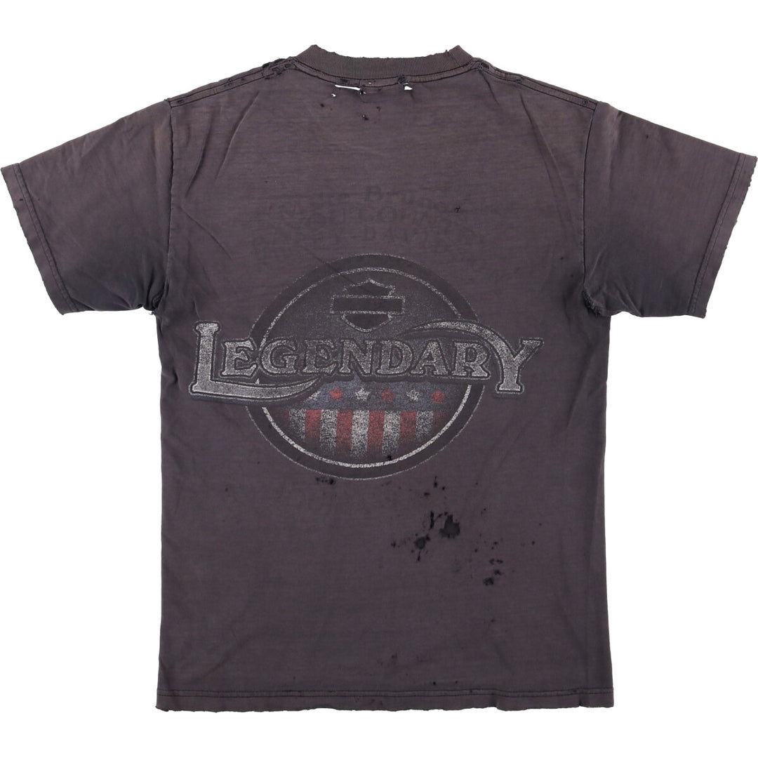 Harley-Davidson Skull Pattern Motorcycle T-Shirt, Made in USA, Men's Size Small cotton black type Vintage Second Hand