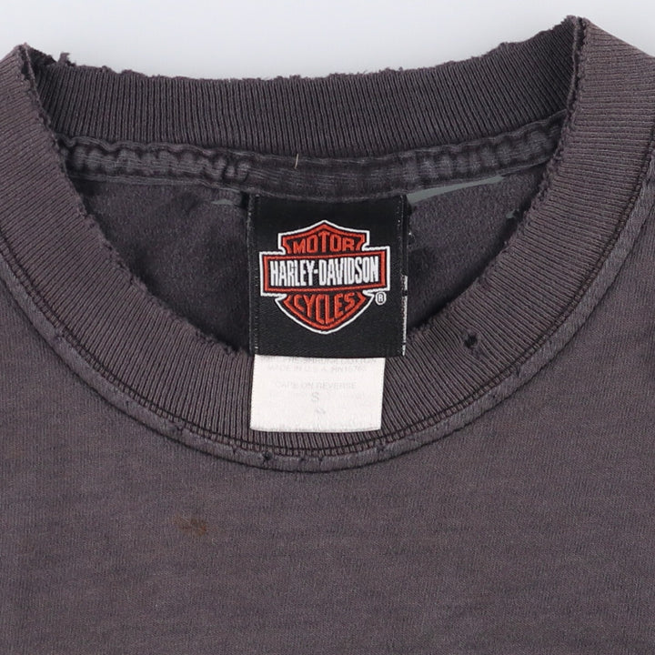 Harley-Davidson Skull Pattern Motorcycle T-Shirt, Made in USA, Men's Size Small cotton black type Vintage Second Hand