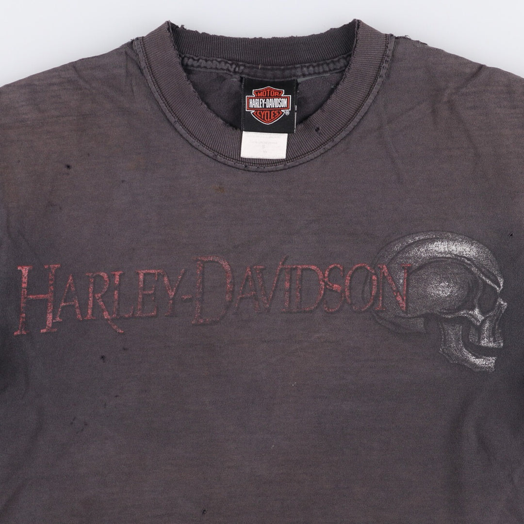 Harley-Davidson Skull Pattern Motorcycle T-Shirt, Made in USA, Men's Size Small cotton black type Vintage Second Hand