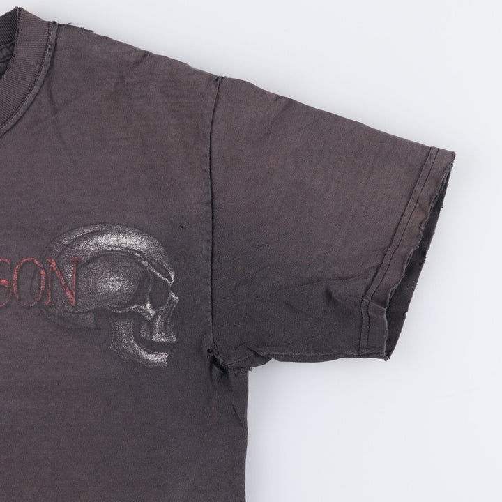 Harley-Davidson Skull Pattern Motorcycle T-Shirt, Made in USA, Men's Size Small cotton black type Vintage Second Hand