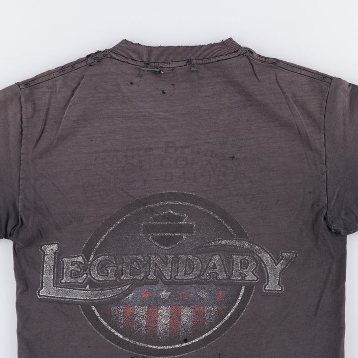 Harley-Davidson Skull Pattern Motorcycle T-Shirt, Made in USA, Men's Size Small cotton black type Vintage Second Hand