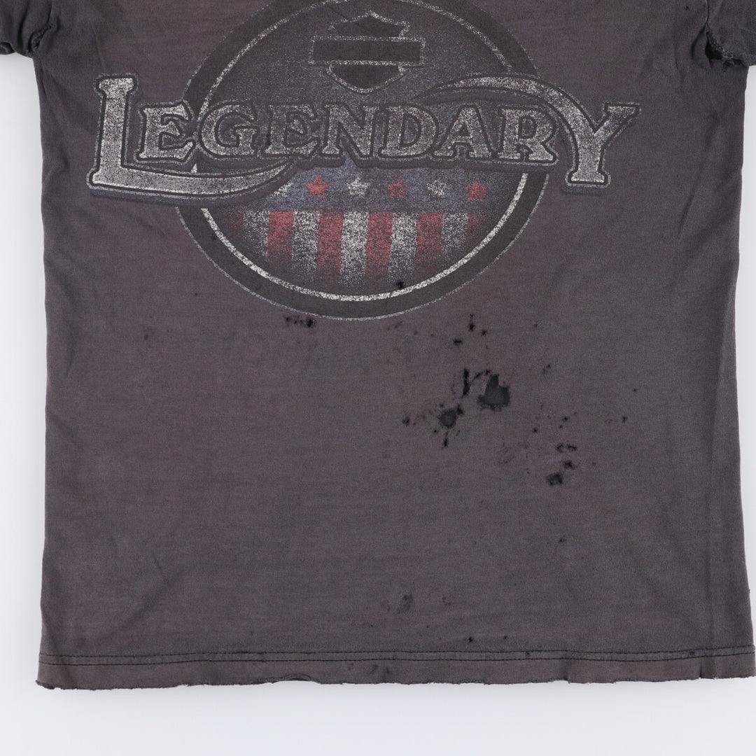 Harley-Davidson Skull Pattern Motorcycle T-Shirt, Made in USA, Men's Size Small cotton black type Vintage Second Hand