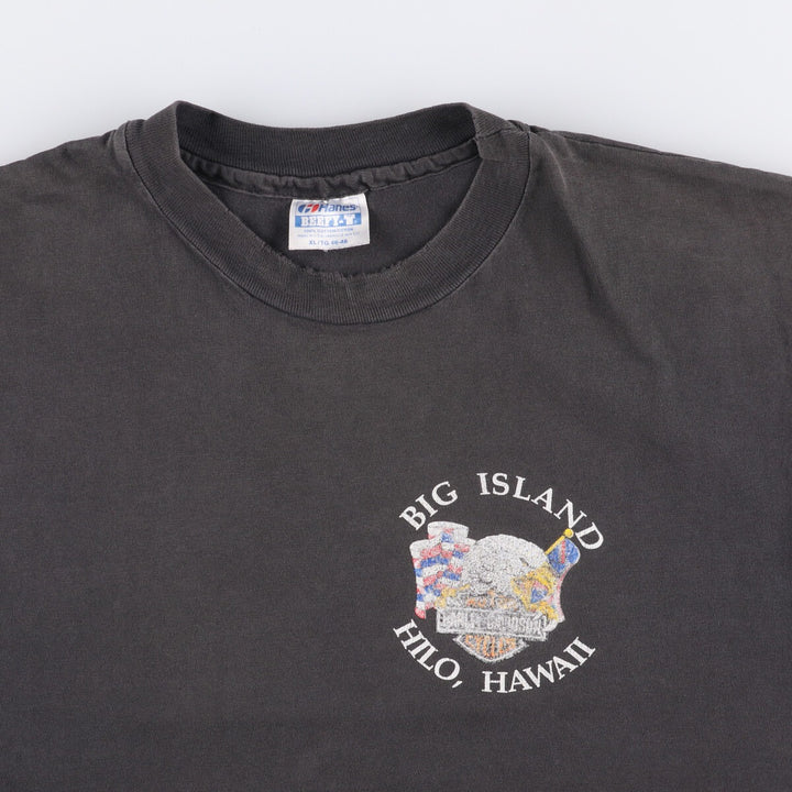 90'S Hanes Blue Tag Harley-Davidson Cut-Off Eagle Pattern Motorcycle Bike T-Shirt, Made in USA, Men's XL cotton black type Vintage Second Hand