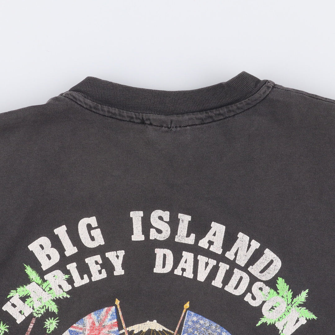 90'S Hanes Blue Tag Harley-Davidson Cut-Off Eagle Pattern Motorcycle Bike T-Shirt, Made in USA, Men's XL cotton black type Vintage Second Hand
