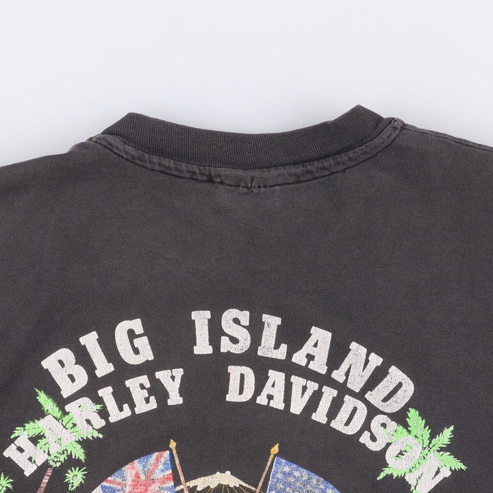90'S Hanes Blue Tag Harley-Davidson Cut-Off Eagle Pattern Motorcycle Bike T-Shirt, Made in USA, Men's XL cotton black type Vintage Second Hand