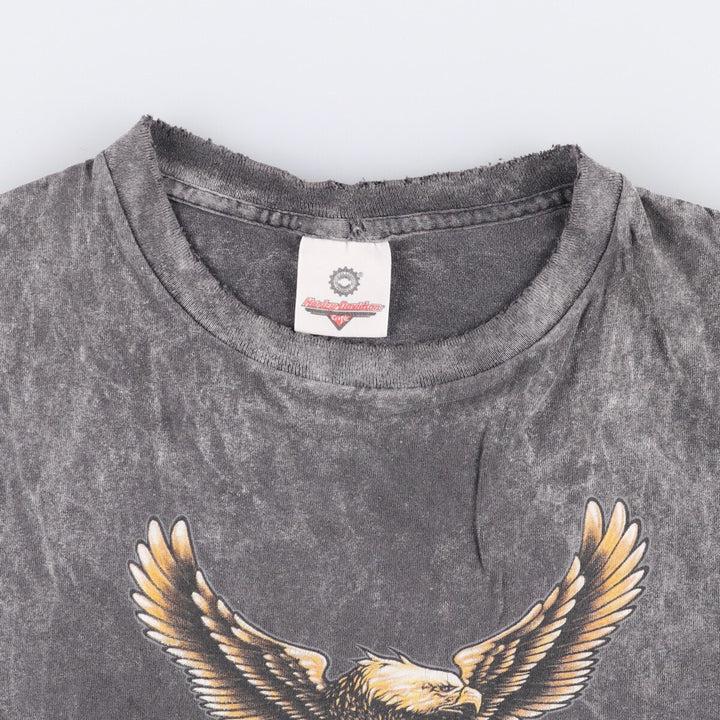 Vintage 90'S Harley-Davidson CAFE Eagle Pattern Motorcycle T-Shirt cotton Charcoal Vintage Second Hand