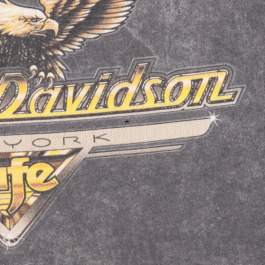 Vintage 90'S Harley-Davidson CAFE Eagle Pattern Motorcycle T-Shirt cotton Charcoal Vintage Second Hand