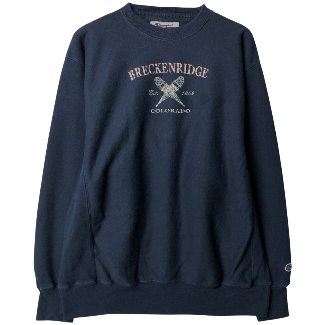 2000'S Champion Authentic Athletic Apparel Printed Sweatshirt, Men's Size Medium cotton navy blue type Vintage Second Hand