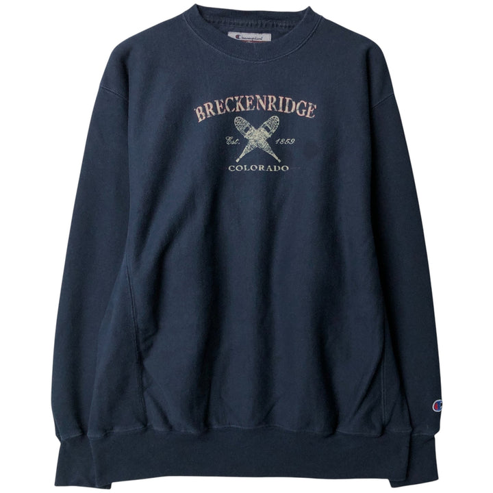 2000'S Champion Authentic Athletic Apparel Printed Sweatshirt, Men's Size Medium cotton navy blue type Vintage Second Hand
