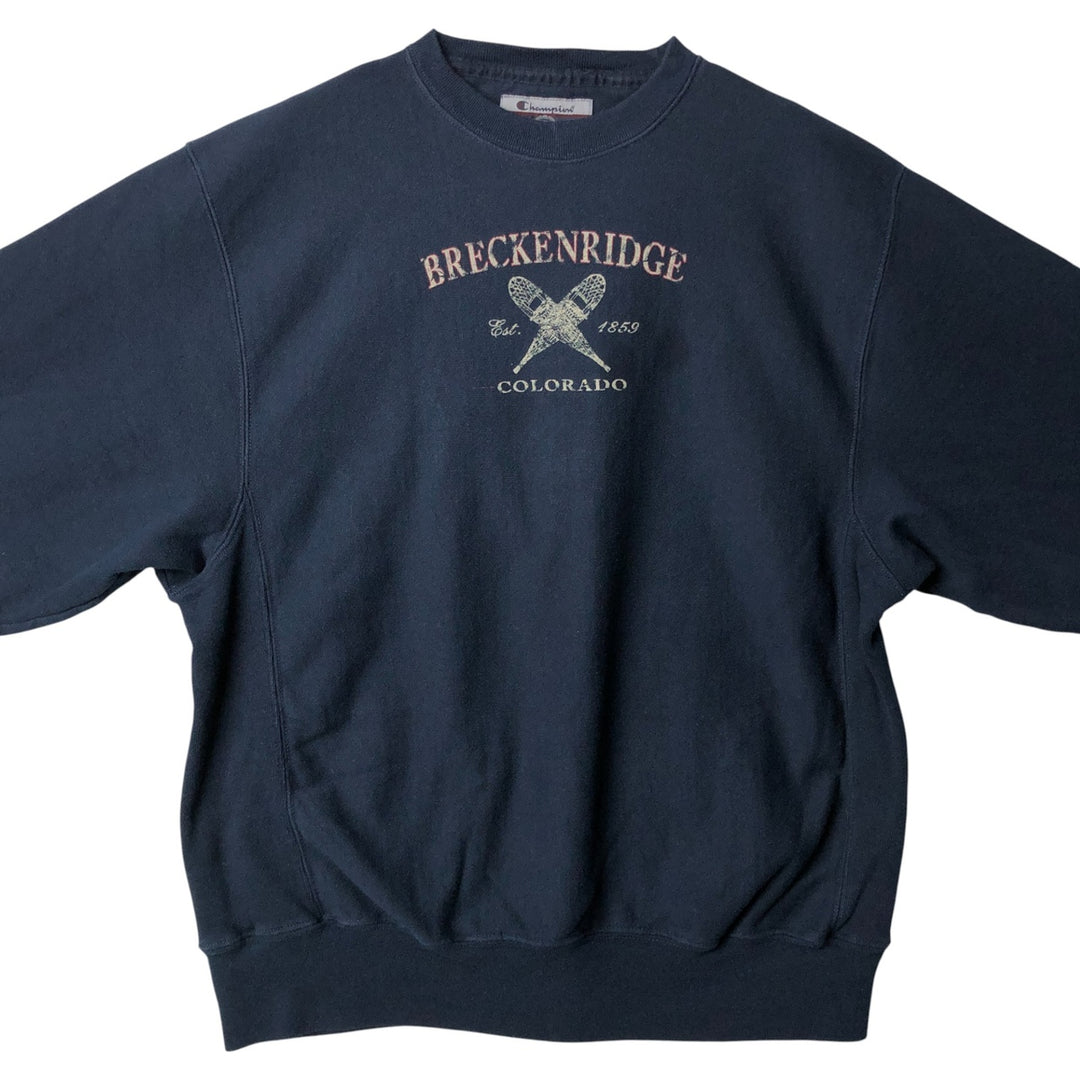 2000'S Champion Authentic Athletic Apparel Printed Sweatshirt, Men's Size Medium cotton navy blue type Vintage Second Hand