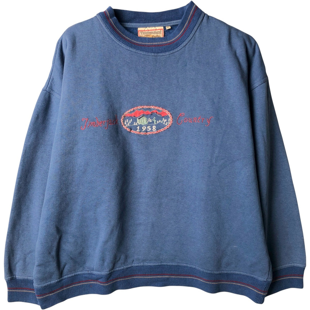 TIMBERJACK sweatshirt, men's size L acrylic blue type Vintage Second Hand