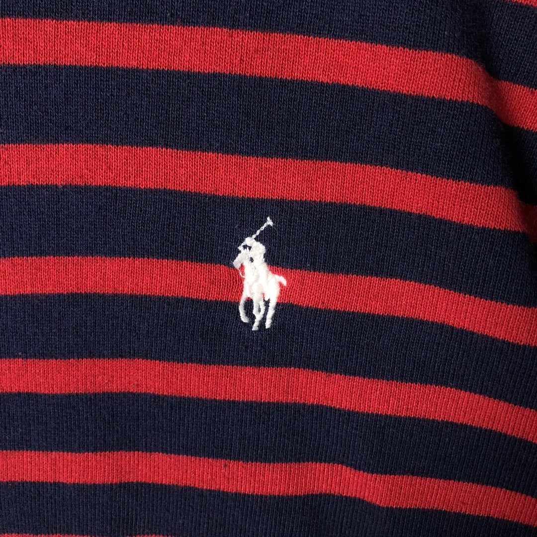 Ralph Lauren POLO RALPH LAUREN Striped Pattern Sweat Pullover Hoodie Men's L size cotton navy blue type Vintage Second Hand