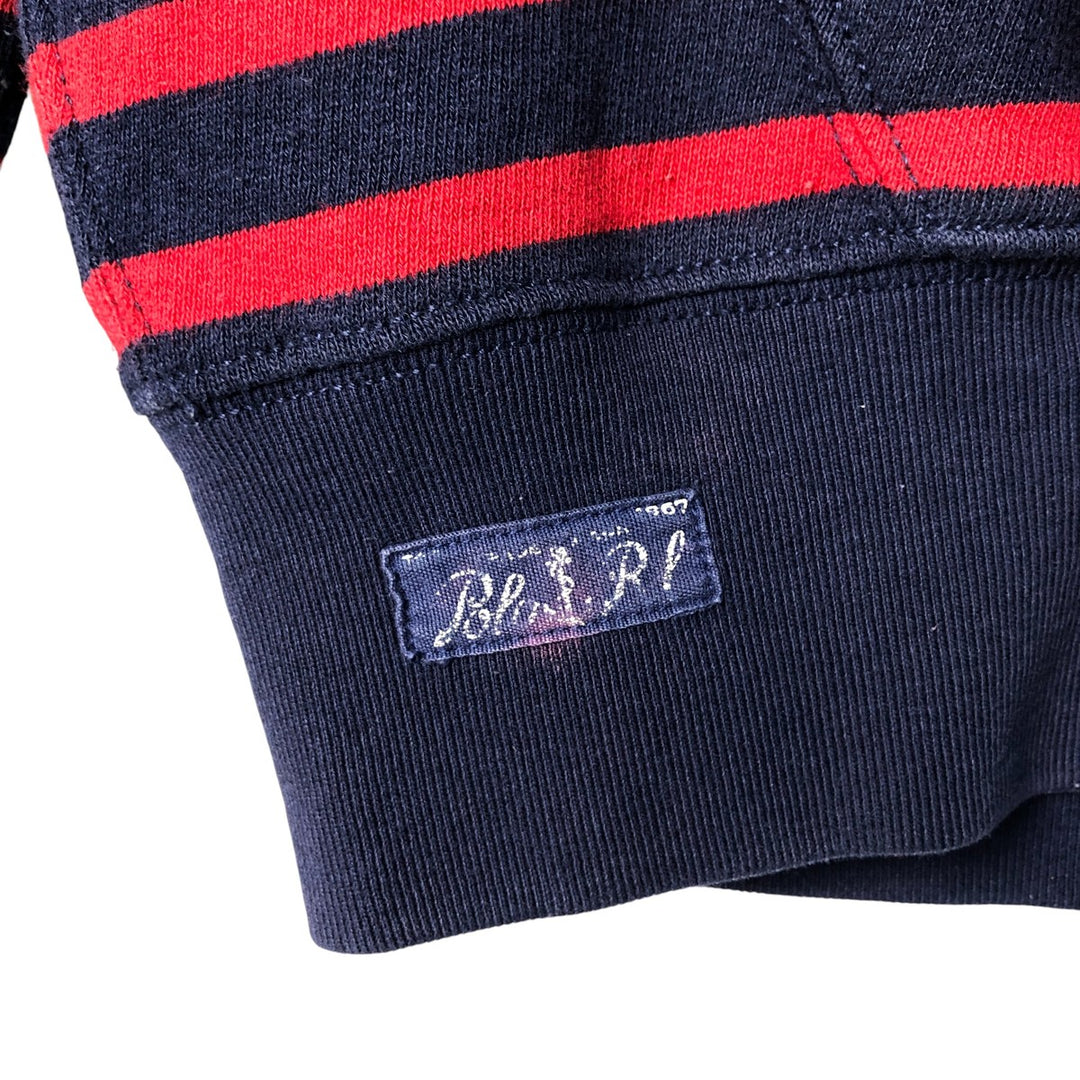 Ralph Lauren POLO RALPH LAUREN Striped Pattern Sweat Pullover Hoodie Men's L size cotton navy blue type Vintage Second Hand