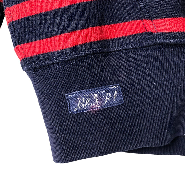 Ralph Lauren POLO RALPH LAUREN Striped Pattern Sweat Pullover Hoodie Men's L size cotton navy blue type Vintage Second Hand