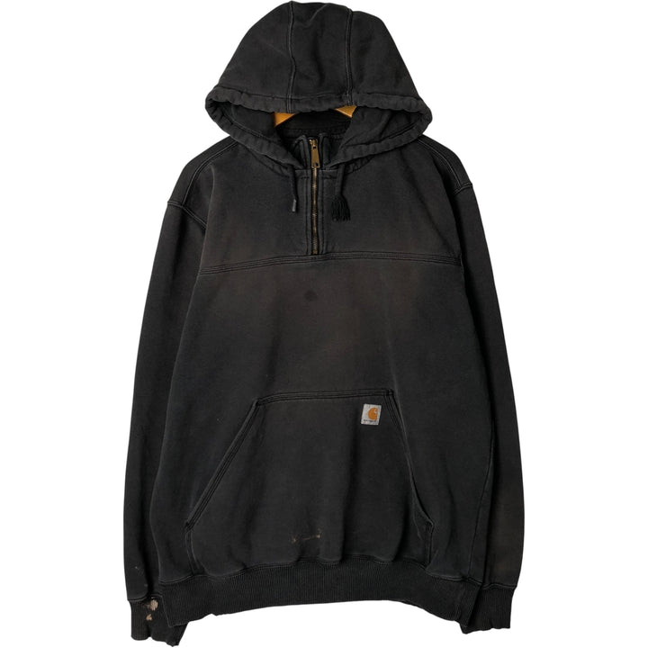 Carhartt ORIGINAL FIT sweatshirt half zip hoodie, men's size L cotton Charcoal Vintage Second Hand